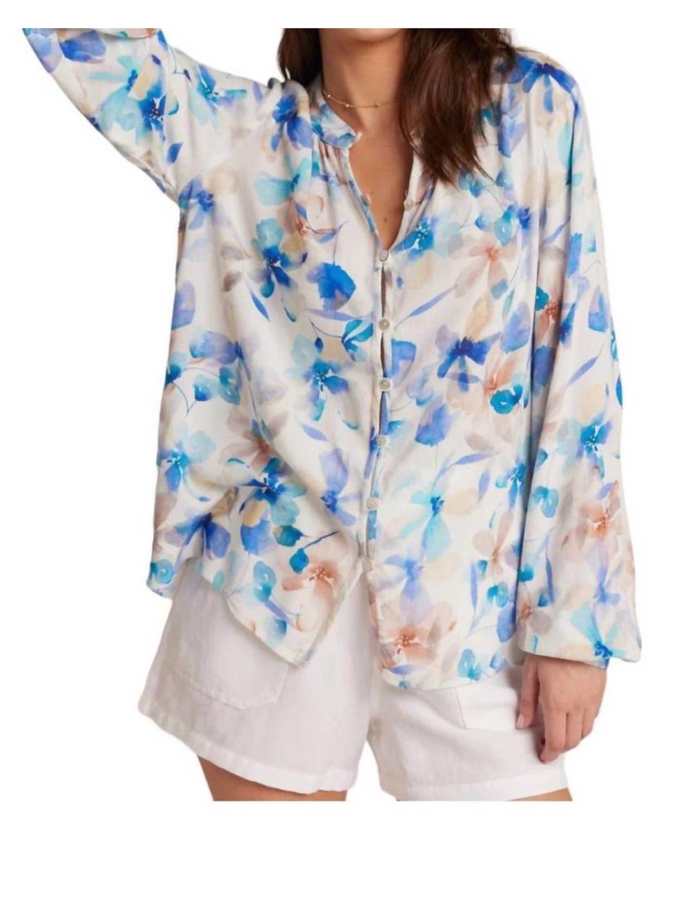 NEW BELLA DAHL button loop front shirt in malibu floral print